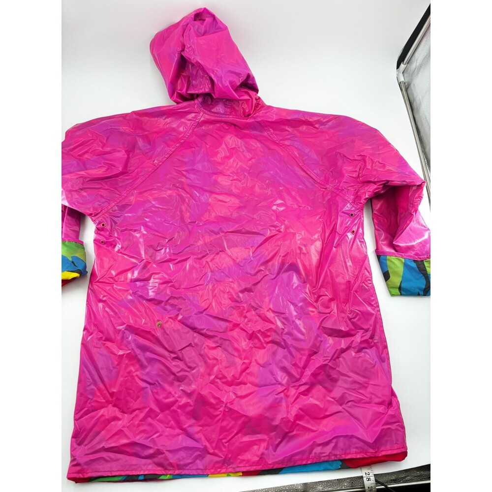 Vtg Shedrain Raincoat Jacket Womens L Pink Floral Lined Hooded Pop Art 90s Retro - Picture 5 of 6